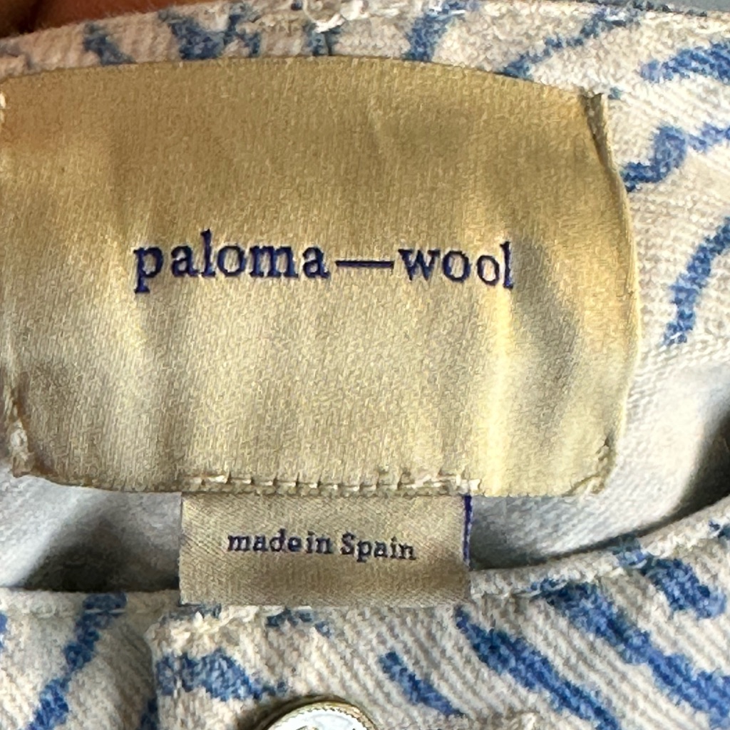 Paloma-Wool Huella High Waisted Organic Cotton Designer Blue & White Pants Small — image 6 of 8